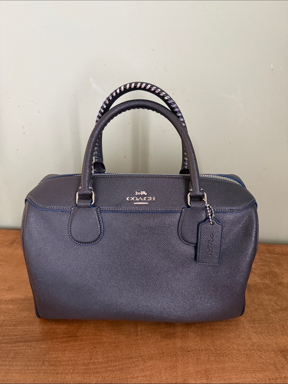 Coach Pebble Leather Satchel - Dark Blue